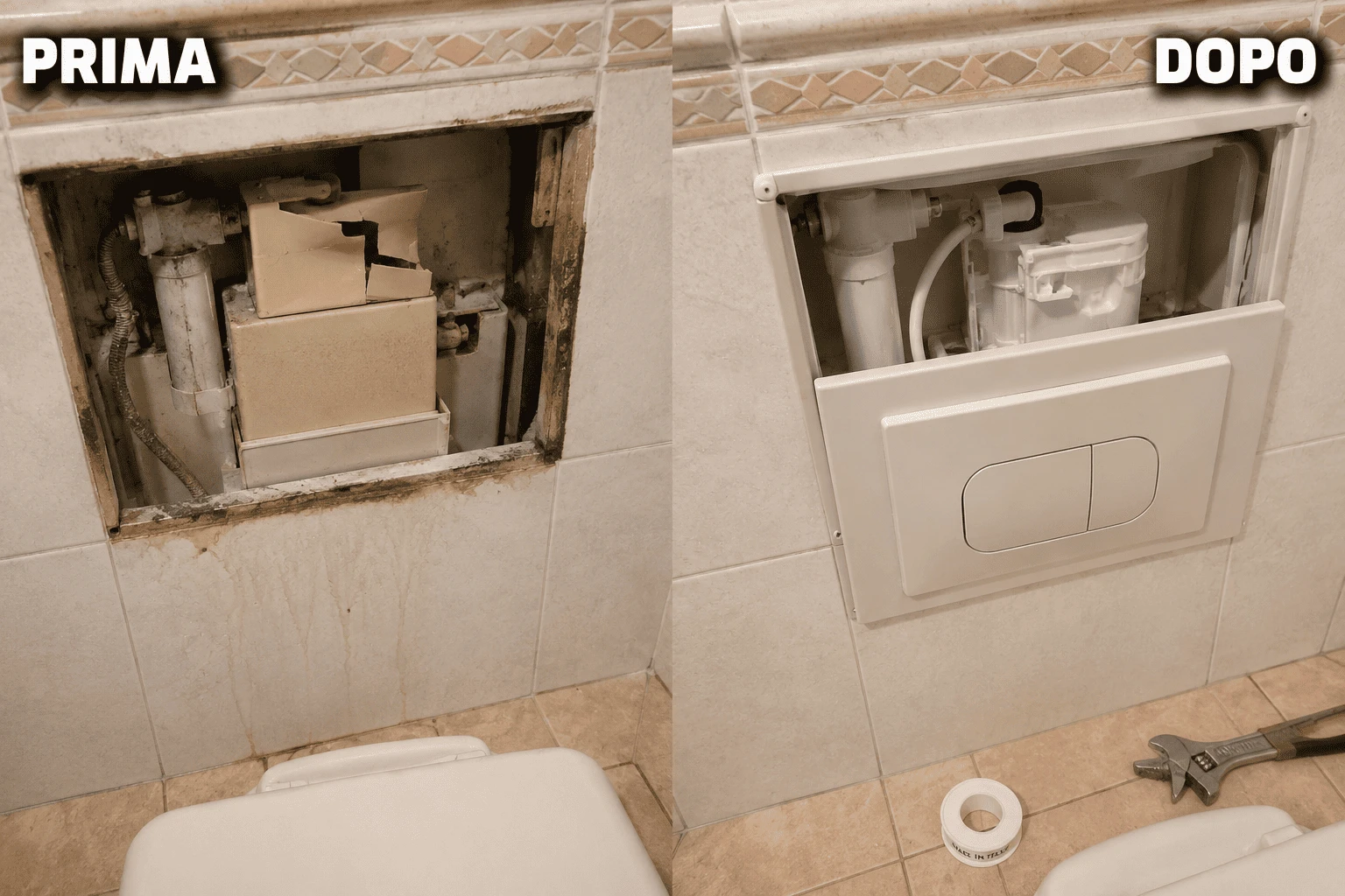 Cassetta WC incassata rotta riparata — idraulico a Sesto San Giovanni