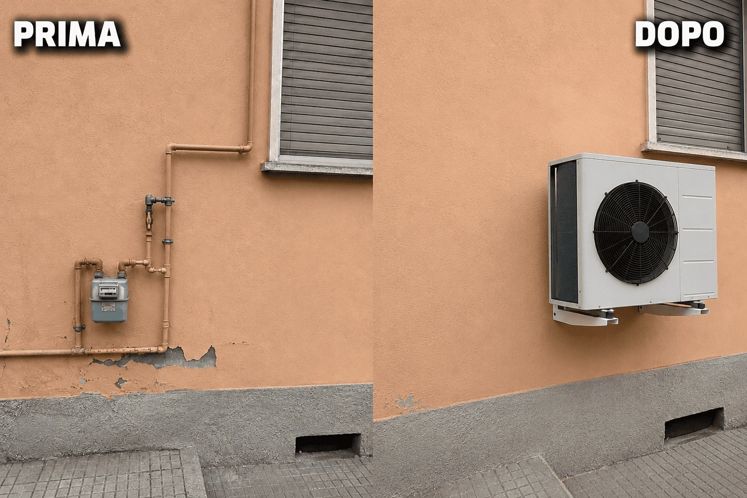 Sostituzione vecchio impianto gas con pompa di calore aria-acqua — Sesto San Giovanni